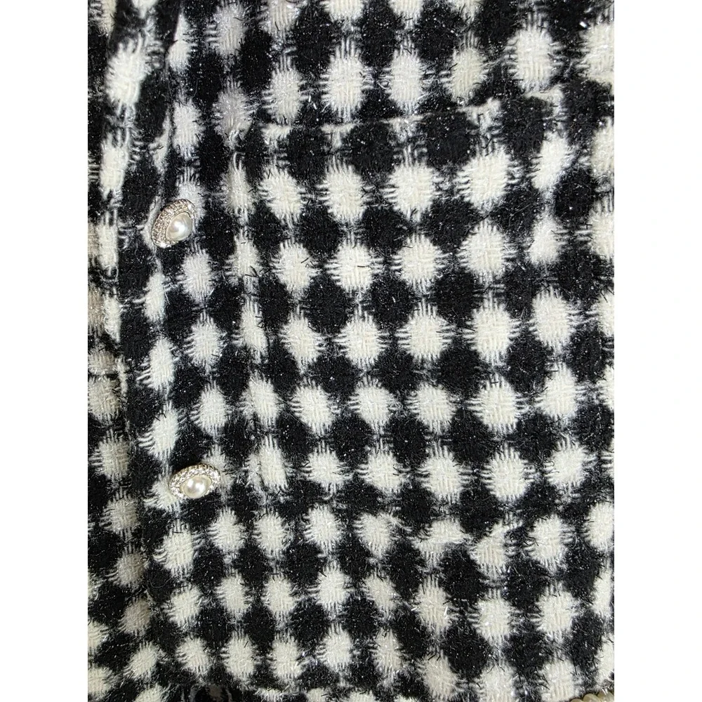 GB Girls Black White Tweed Dress and Jacket Set Faux Pearl Trim Kids‎ Size 14 L